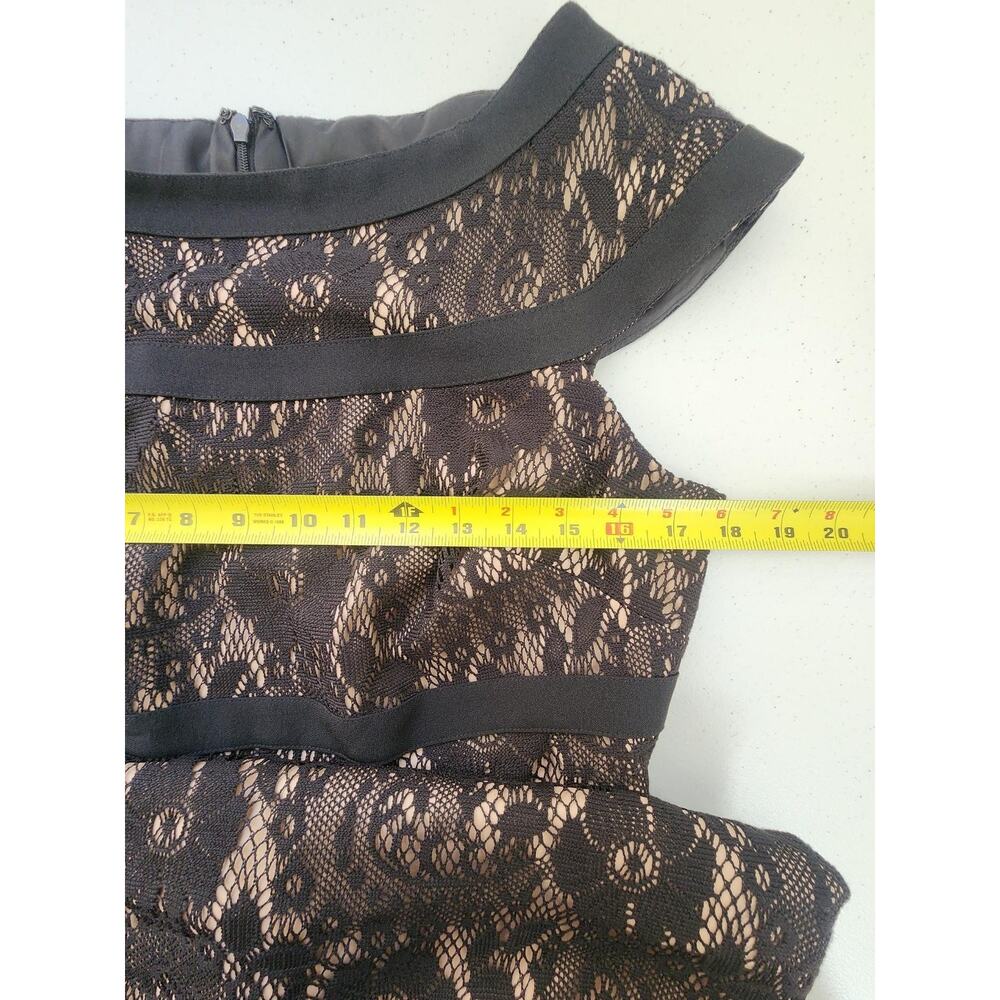 Adrianna Papell Dress Womens 8 Black Lace Sheath Cocktail Lined Cap Sleeve - Picture 5 of 13